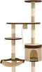 vidaXL - Kattenkrabpaal - met - krabpalen - wandmontage - 194 - cm - beige - bruin