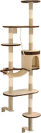 vidaXL - Kattenkrabpaal - met - krabpalen - wandmontage - 194 - cm - beige - bruin