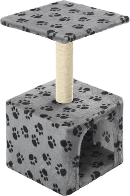 vidaXL - Kattenkrabpaal - met - sisal - krabpaal - 55 - cm - pootafdrukken - grijs