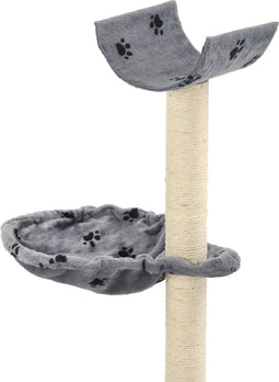 vidaXL - Kattenkrabpaal - met - sisal - krabpalen - 105 - cm - pootafdrukken - grijs