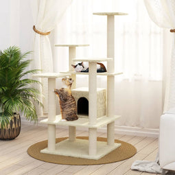 vidaXL - Kattenkrabpaal - met - sisal - krabpalen - 110 - cm - crèmekleurig