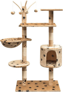 vidaXL - Kattenkrabpaal - met - sisal - krabpalen - 125 - cm - pootafdrukken - beige