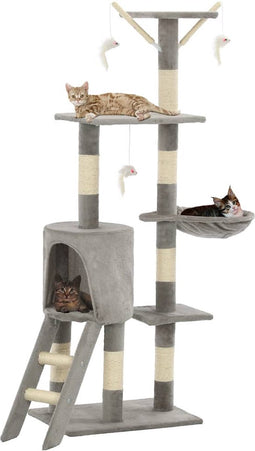 vidaXL - Kattenkrabpaal - met - sisal - krabpalen - 138 - cm - grijs