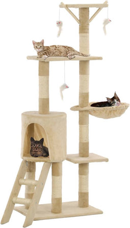 vidaXL - Kattenkrabpaal - met - sisal - krabpalen - 138 - cm - pootafdrukken - grijs