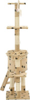 vidaXL - Kattenkrabpaal - met - sisal - krabpalen - 138 - cm - pootafdrukken - beige