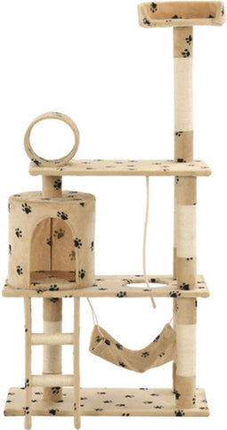 vidaXL - Kattenkrabpaal - met - sisal - krabpalen - 140 - cm - pootafdrukken - beige