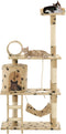 vidaXL - Kattenkrabpaal - met - sisal - krabpalen - 140 - cm - pootafdrukken - beige