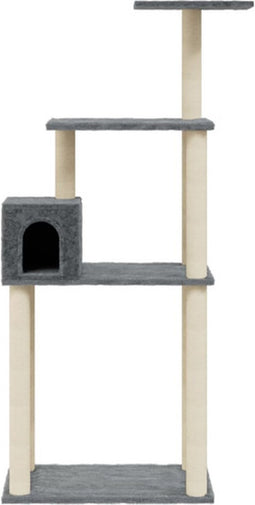 vidaXL - Kattenkrabpaal - met - sisal - krabpalen - 147 - cm - donkergrijs