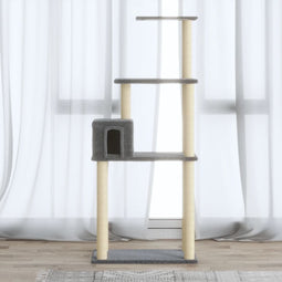 vidaXL - Kattenkrabpaal - met - sisal - krabpalen - 147 - cm - crèmekleurig