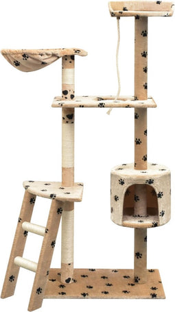 vidaXL - Kattenkrabpaal - met - sisal - krabpalen - 150 - cm - pootafdrukken - beige