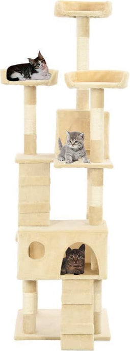 vidaXL - Kattenkrabpaal - met - sisal - krabpalen - 170 - cm - beige