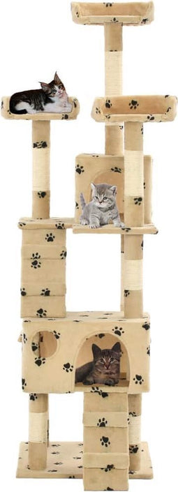 vidaXL - Kattenkrabpaal - met - sisal - krabpalen - 170 - cm - pootafdrukken - beige