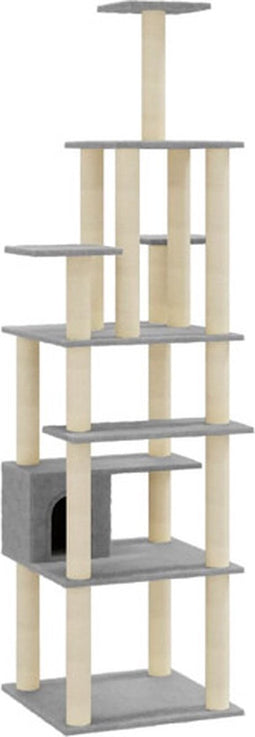 vidaXL - Kattenkrabpaal - met - sisal - krabpalen - 183 - cm - lichtgrijs