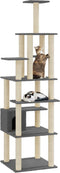 vidaXL - Kattenkrabpaal - met - sisal - krabpalen - 183 - cm - donkergrijs
