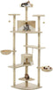 vidaXL - Kattenkrabpaal - met - sisal - krabpalen - 203 - cm - beige - en - wit