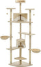 vidaXL - Kattenkrabpaal - met - sisal - krabpalen - 203 - cm - beige - en - wit