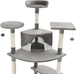 vidaXL - Kattenkrabpaal - met - sisal - krabpalen - 203 - cm - grijs - en - wit