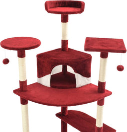 vidaXL - Kattenkrabpaal - met - sisal - krabpalen - 203 - cm - rood - en - wit