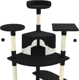 vidaXL - Kattenkrabpaal - met - sisal - krabpalen - 203 - cm - zwart - en - wit