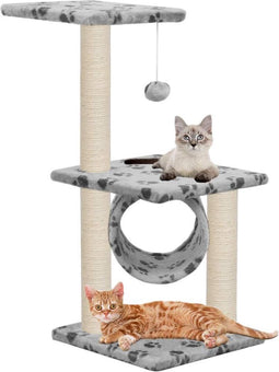 vidaXL - Kattenkrabpaal - met - sisal - krabpalen - 65 - cm - pootafdrukken - grijs