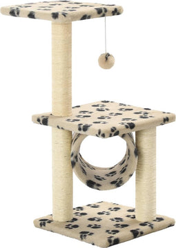 vidaXL - Kattenkrabpaal - met - sisal - krabpalen - 65 - cm - pootafdrukken - beige