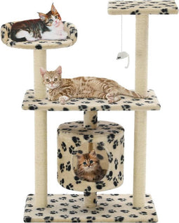 vidaXL - Kattenkrabpaal - met - sisal - krabpalen - 95 - cm - pootafdrukken - beige