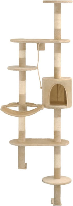 vidaXL - Kattenkrabpaal - met - sisal - krabpalen - wandmontage - 194 - cm - beige