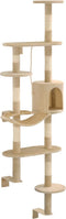 vidaXL - Kattenkrabpaal - met - sisal - krabpalen - wandmontage - 194 - cm - beige