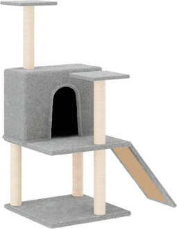 vidaXL - Kattenmeubel - met - sisal - krabpalen - 109 - cm - lichtgrijs