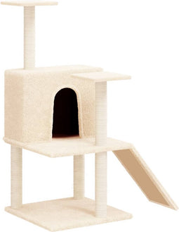 vidaXL - Kattenmeubel - met - sisal - krabpalen - 109 - cm - crèmekleurig