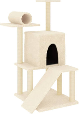 vidaXL - Kattenmeubel - met - sisal - krabpalen - 110,5 - cm - crèmekleurig