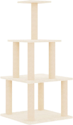 vidaXL - Kattenmeubel - met - sisal - krabpalen - 111 - cm - crèmekleurig
