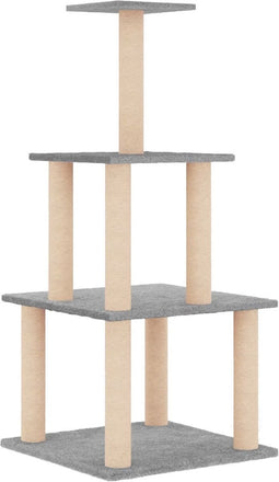 vidaXL - Kattenmeubel - met - sisal - krabpalen - 111 - cm - lichtgrijs