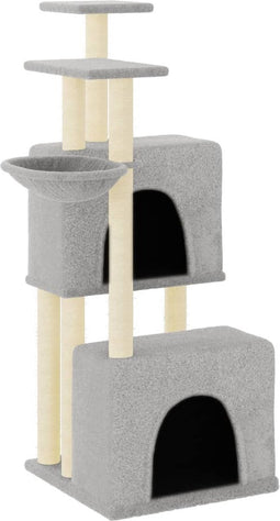 vidaXL - Kattenmeubel - met - sisal - krabpalen - 122 - cm - lichtgrijs