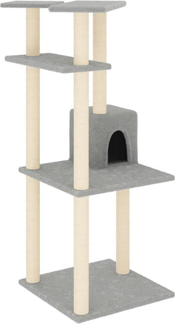 vidaXL - Kattenmeubel - met - sisal - krabpalen - 123 - cm - lichtgrijs