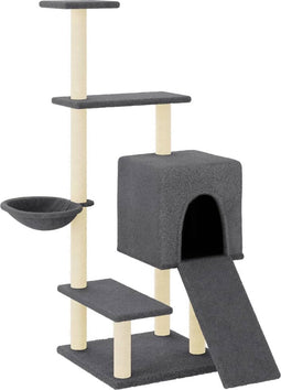 vidaXL - Kattenmeubel - met - sisal - krabpalen - 130,5 - cm - donkergrijs