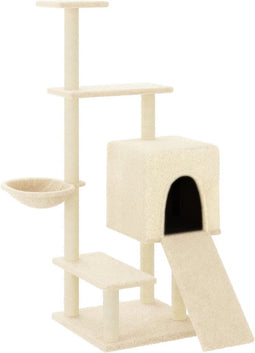 vidaXL - Kattenmeubel - met - sisal - krabpalen - 130,5 - cm - crèmekleurig