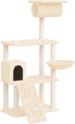vidaXL - Kattenmeubel - met - sisal - krabpalen - 131 - cm - crèmekleurig