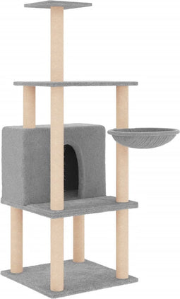 vidaXL - Kattenmeubel - met - sisal - krabpalen - 132 - cm - lichtgrijs