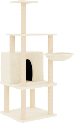 vidaXL - Kattenmeubel - met - sisal - krabpalen - 132 - cm - crèmekleurig