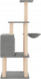 vidaXL - Kattenmeubel - met - sisal - krabpalen - 132 - cm - lichtgrijs