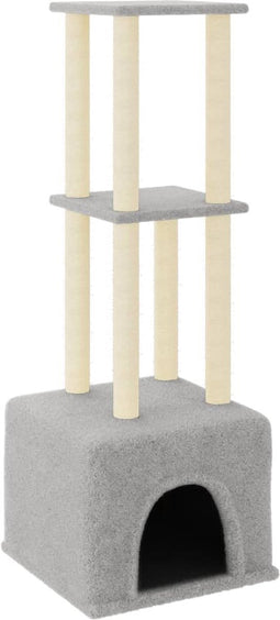 vidaXL - Kattenmeubel - met - sisal - krabpalen - 133,5 - cm - lichtgrijs