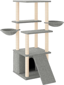 vidaXL - Kattenmeubel - met - sisal - krabpalen - 133 - cm - lichtgrijs