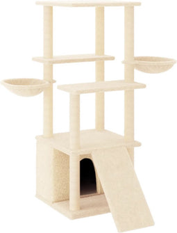 vidaXL - Kattenmeubel - met - sisal - krabpalen - 133 - cm - crèmekleurig