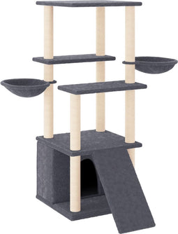 vidaXL - Kattenmeubel - met - sisal - krabpalen - 133 - cm - donkergrijs