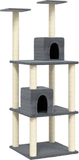 vidaXL - Kattenmeubel - met - sisal - krabpalen - 141 - cm - donkergrijs