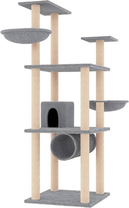 vidaXL - Kattenmeubel - met - sisal - krabpalen - 141 - cm - lichtgrijs
