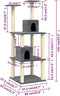 vidaXL - Kattenmeubel - met - sisal - krabpalen - 141 - cm - donkergrijs