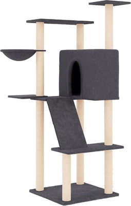 vidaXL - Kattenmeubel - met - sisal - krabpalen - 143 - cm - donkergrijs