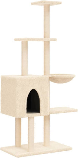 vidaXL - Kattenmeubel - met - sisal - krabpalen - 145 - cm - crèmekleurig